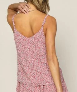 She She Boutique CLOTHING Floral Cami Top - Red