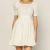She She Boutique Puff Sleeve Dress - Cream CLOTHING