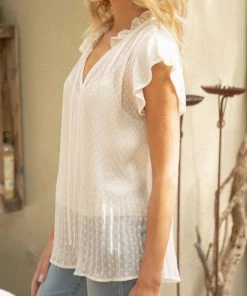 She She Boutique McKinley Textured Blouse - Ivory OR Black CLOTHING