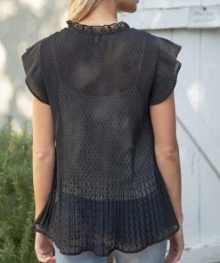 She She Boutique McKinley Textured Blouse - Ivory OR Black CLOTHING