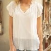 She She Boutique McKinley Textured Blouse - Ivory OR Black CLOTHING