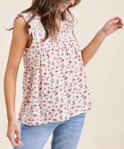 She She Boutique CLOTHING Floral Top - Ivory