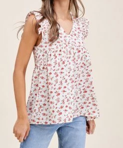 She She Boutique CLOTHING Floral Top - Ivory
