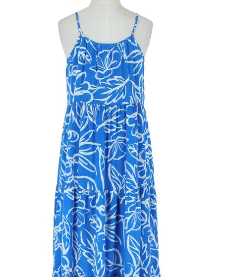 She She Boutique Tiered Maxi Dress - Blue CLOTHING 6 She She Boutique Tiered Maxi Dress - Blue CLOTHING