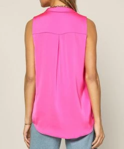 She She Boutique CLOTHING Satin Sleeveless Top - Hot Fuchsia 7 She She Boutique CLOTHING Satin Sleeveless Top - Hot Fuchsia