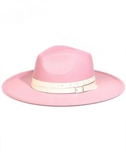 She She Boutique Felt Hat With Buckle Trim - Pink ACCESSORIES