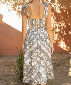 She She Boutique CLOTHING Aitana Stripe Floral Dress - Cream