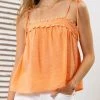 She She Boutique Sleeveless Top With Lace Detail - White OR Orange
