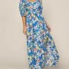 She She Boutique Floral Maxi Dress - Blue/White CLOTHING