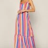 She She Boutique Striped Dress - Pink Blue Orange CLOTHING