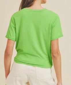 She She Boutique Twisted Front Knot Top - Pink Neon, Yellow OR Green CLOTHING
