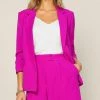 She She Boutique Shirred Sleeve Blazer - Violet Magenta CLOTHING 1 She She Boutique Shirred Sleeve Blazer - Violet Magenta CLOTHING