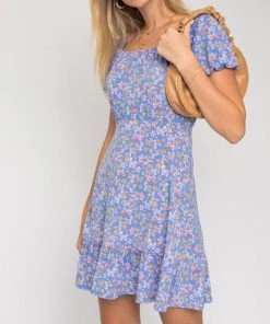 She She Boutique Puff Sleeve Dress - Lavender/Blush