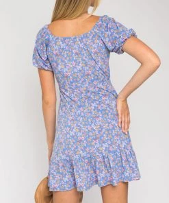 She She Boutique Puff Sleeve Dress - Lavender/Blush