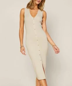 She She Boutique CLOTHING Sleeveless Knit Dress - Oatmeal