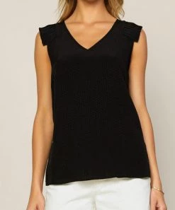 She She Boutique Short Pleated Sleeve Top - Red, White OR Black