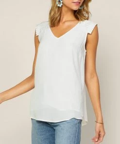 She She Boutique Short Pleated Sleeve Top - Red, White OR Black