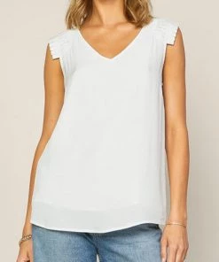 She She Boutique Short Pleated Sleeve Top - Red, White OR Black