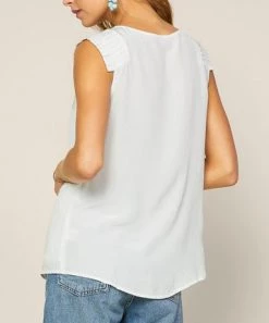 She She Boutique Short Pleated Sleeve Top - Red, White OR Black