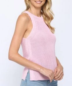 She She Boutique CLOTHING Halter Neck Sleeveless Sweater - Pink OR Blue