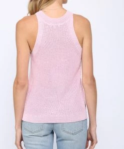 She She Boutique CLOTHING Halter Neck Sleeveless Sweater - Pink OR Blue