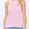 She She Boutique CLOTHING Halter Neck Sleeveless Sweater - Pink OR Blue