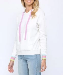 She She Boutique Contrast Striped Hoodie - Cream