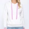 She She Boutique Contrast Striped Hoodie - Cream