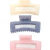 She She Boutique Set Of 3 Hair Clips - Ivory, Pink, Grey ACCESSORIES