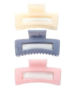 She She Boutique Set Of 3 Hair Clips - Ivory, Pink, Grey ACCESSORIES