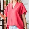 She She Boutique CLOTHING V-Neck Top - Hot Pink