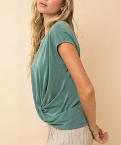 She She Boutique Front Twist Top - Navy OR Dusty Jade