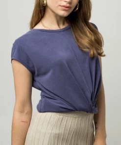 She She Boutique Front Twist Top - Navy OR Dusty Jade