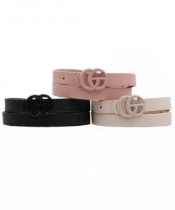 She She Boutique Skinny Belt With Metal Buckle - Blush, Black OR Ivory