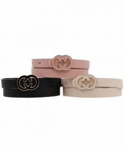She She Boutique Skinny Belt With Enamel Buckle - Black, Blush OR Cream ACCESSORIES