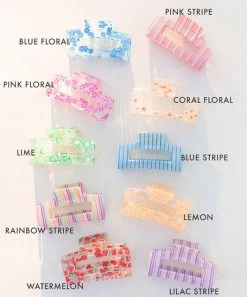 She She Boutique Floral Fruit Stripe Hair Clip - Pink Floral, Pink Stripe, Blue Stripe, Rainbow, Lilac OR Blue Floral