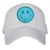 She She Boutique ACCESSORIES Lightning Smiley Face Trucker Hat - White/Turquoise