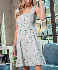 She She Boutique Polka Dot Dress - Sage