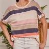 She She Boutique Color Block Stripe Top - Navy/Pink
