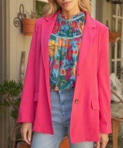 She She Boutique NEW ARRIVALS Double Button Blazer - Fuschia