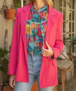 She She Boutique NEW ARRIVALS Double Button Blazer - Fuschia