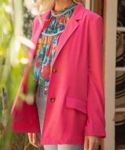 She She Boutique NEW ARRIVALS Double Button Blazer - Fuschia