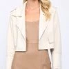 She She Boutique CLOTHING Cropped Trench Jacket - Ecru