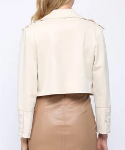 She She Boutique CLOTHING Cropped Trench Jacket - Ecru