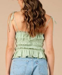 She She Boutique CLOTHING Textured Cami Top - Green OR White
