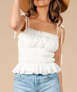 She She Boutique CLOTHING Textured Cami Top - Green OR White