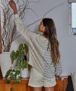 She She Boutique Dionne Stripe Top - Grey/Cream