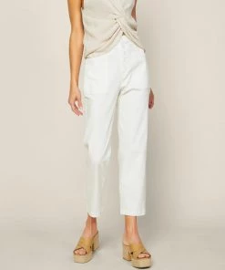 She She Boutique CLOTHING Cropped Button Up Denim Pants - White