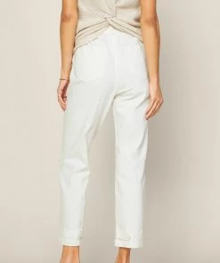 She She Boutique CLOTHING Cropped Button Up Denim Pants - White