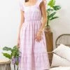 She She Boutique Plaid Ruffle Sleeve Dress - Blue OR Dusty Pink